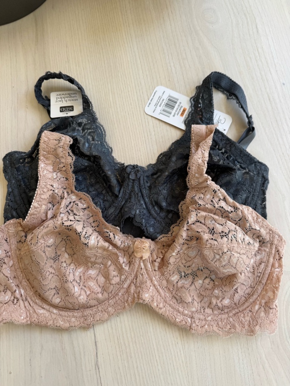 Rene Rofe Lace Underwire Bra Duo - Black & Blush